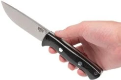 Bark River Bravo 1 A2 FHG Rampless, Black Linen Micarta, Brown Sheath -Morakniv Knives Sale BRK07 111BRKL RS 06 bark river brk07 111brkl rs 06